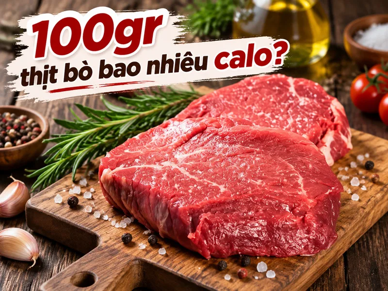 Lượng calo trong 100g thịt bò thay đổi tùy phần thịt, tỷ lệ mỡ và trạng thái chế biến.