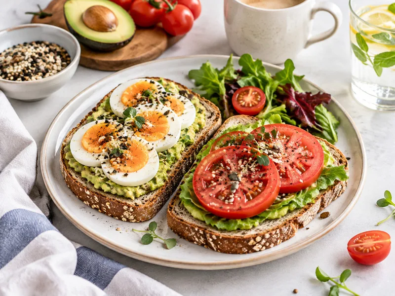 Kết hợp bánh mì cùng protein, rau xanh và nguồn chất béo tốt giúp bữa ăn đầy đủ hơn.