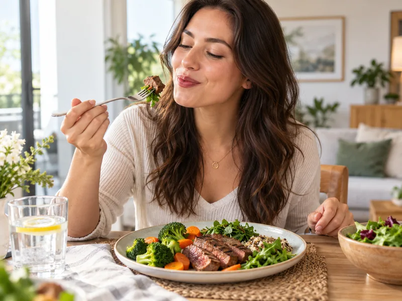 Ưu tiên thịt bò nạc, áp chảo ít dầu, luộc hoặc hầm cùng rau củ giúp bữa ăn cân bằng và nhẹ hơn.