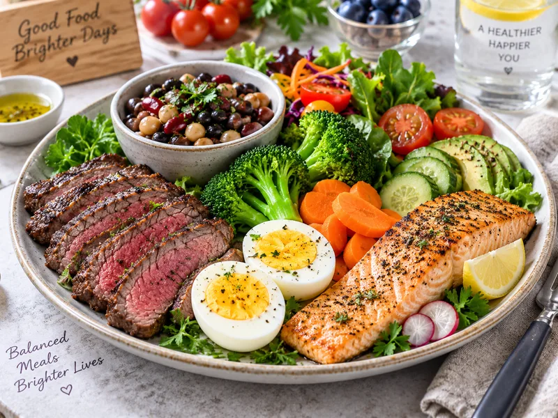 Kết hợp thịt bò với cá, trứng, đậu và nhiều rau giúp đa dạng nguồn đạm và xây dựng thực đơn cân bằng hơn.
